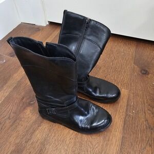 Stride Rite Juliette Black Faux Leather Tall Boots Girls Size 13 M